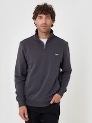 Gray - Threadbare Quarter Zip Neck Sweatshirt - Larawan 2 ng 4
