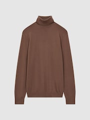 Reiss Brown Sugar Caine Slim Fit Merino Wool Roll Neck Jumper - Image 2 of 5