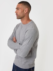 Threadbare Grey Diamond Textured Crew Neck Jumper - Image 2 of 5