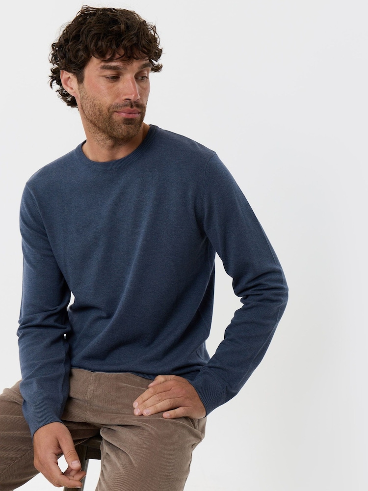 Threadbare Blue Jersey Crew Neck Jumper - Image 1 of 5 Threadbare Blue Jersey Crew Neck Jumper - Image 1 of 5