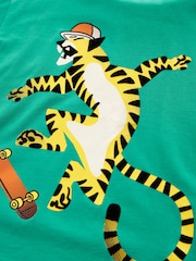Green Tiger Skateboard Short Sleeves Graphic 100% Cotton T-Shirt (3-16yrs) - Image 3 of 3
