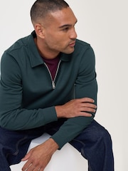 Threadbare Green Quarter Zip Collared Sweatshirt - Image 1 of 5