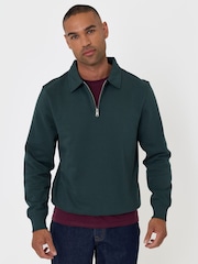 Threadbare Green Quarter Zip Collared Sweatshirt - Image 2 of 5
