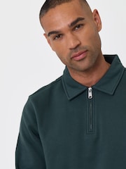 Threadbare Green Quarter Zip Collared Sweatshirt - Image 5 of 5