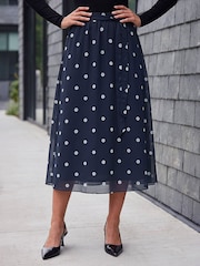 Roman Polka Dot A-line Belted Skirt - Bild 1 von 4