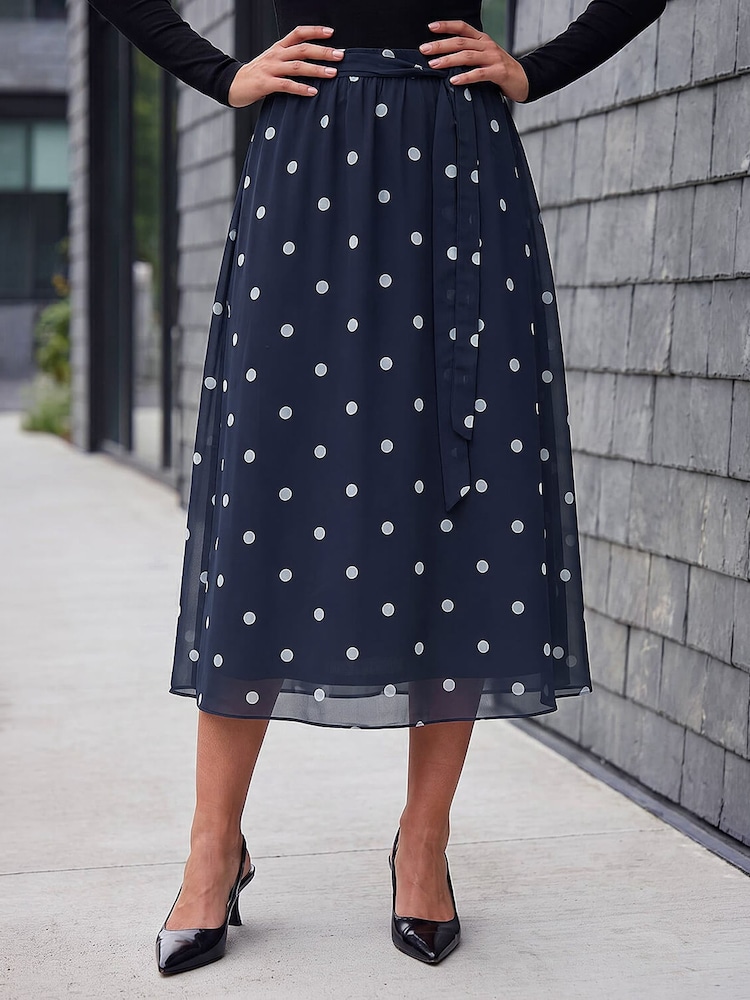 Roman Polka Dot A-line Belted Skirt - Bild 1 von 4 Roman Polka Dot A-line Belted Skirt - Bild 1 von 4
