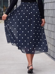 Roman Polka Dot A-line Belted Skirt - Bild 2 von 4