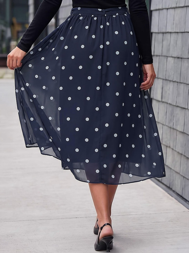 Roman Polka Dot A-line Belted Skirt - Bild 2 von 4 Roman Polka Dot A-line Belted Skirt - Bild 2 von 4