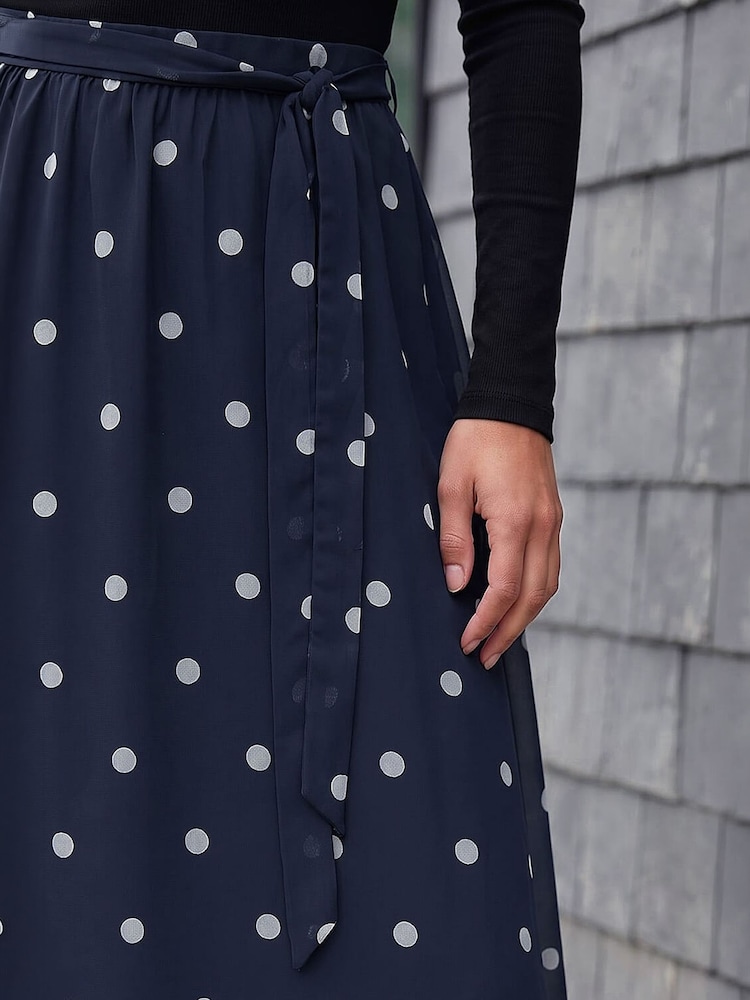 Roman Polka Dot A-line Belted Skirt - Bild 4 von 4 Roman Polka Dot A-line Belted Skirt - Bild 4 von 4