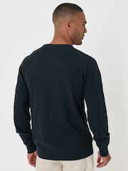 Threadbare Green Diamond Textured Crew Neck Jumper - Image 4 of 5