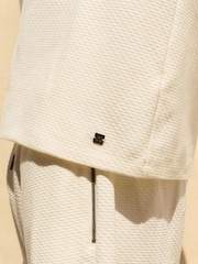 White Short Sleeve Textured Quarter Zip Polo Shirts - Image 5 of 9