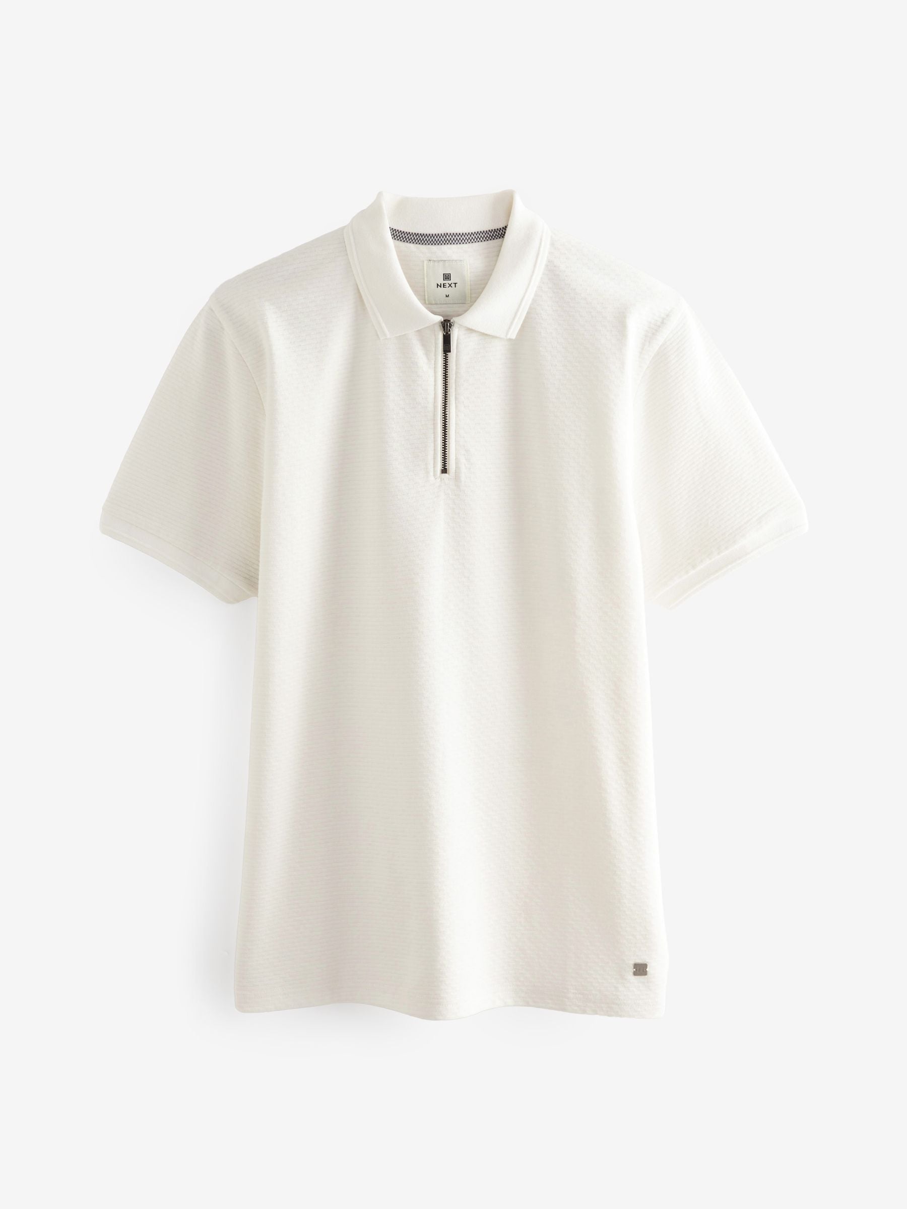 Buy White Short Sleeve Textured Quarter Zip Polo Shirts from Buy White Short Sleeve Textured Quarter Zip Polo Shirts from