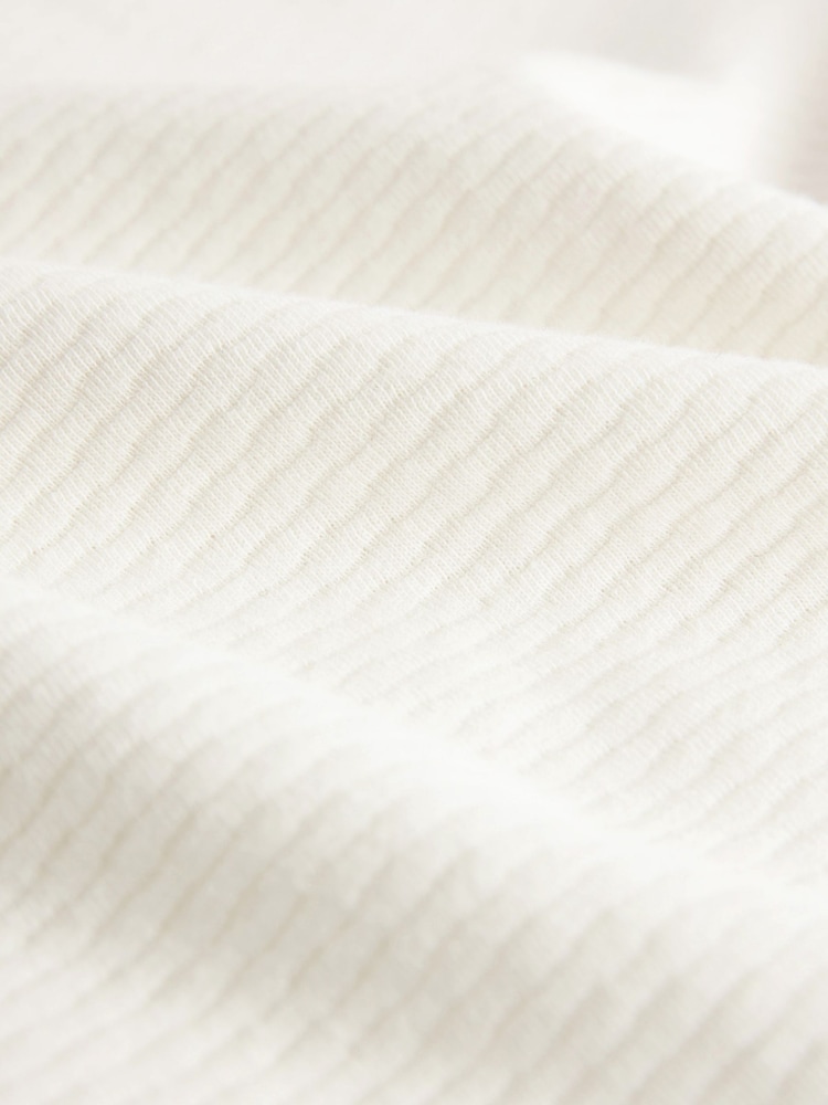 White Short Sleeve Textured Quarter Zip Polo Shirts - Image 9 of 9