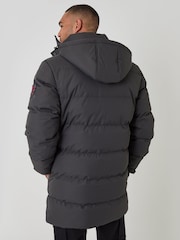 Threadbare Grey Showerproof Hooded Puffer Coat with Adjustable Waist - Image 3 of 5