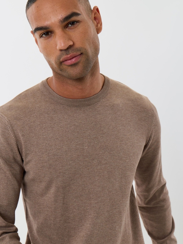 Threadbare Brown Jersey Crew Neck Jumper - Image 1 of 4 Threadbare Brown Jersey Crew Neck Jumper - Image 1 of 4