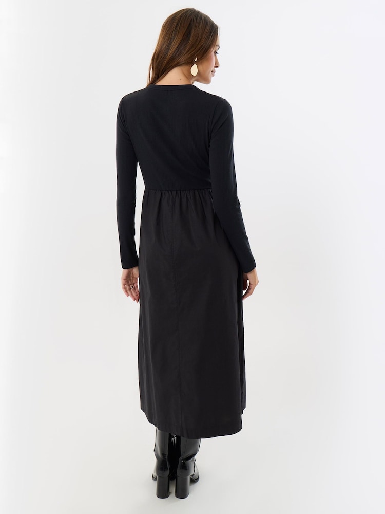 black ribbed jersey dress Buy Threadbare Button Up Midaxi from Next USA dev-position-most-loved:number:45