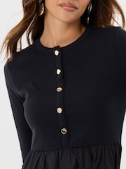 Threadbare Black Ribbed Jersey Button Up Midaxi Dress - Image 4 of 4