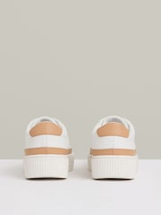 Reiss Camel/White Leanne Grained Leather Platform Trainers - Image 4 of 5