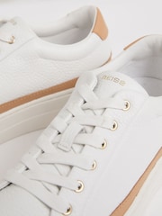 Reiss Camel/White Leanne Grained Leather Platform Trainers - Image 5 of 5