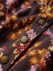 Superdry Brown Printed Tiered Midi Dress - Image 6 of 6