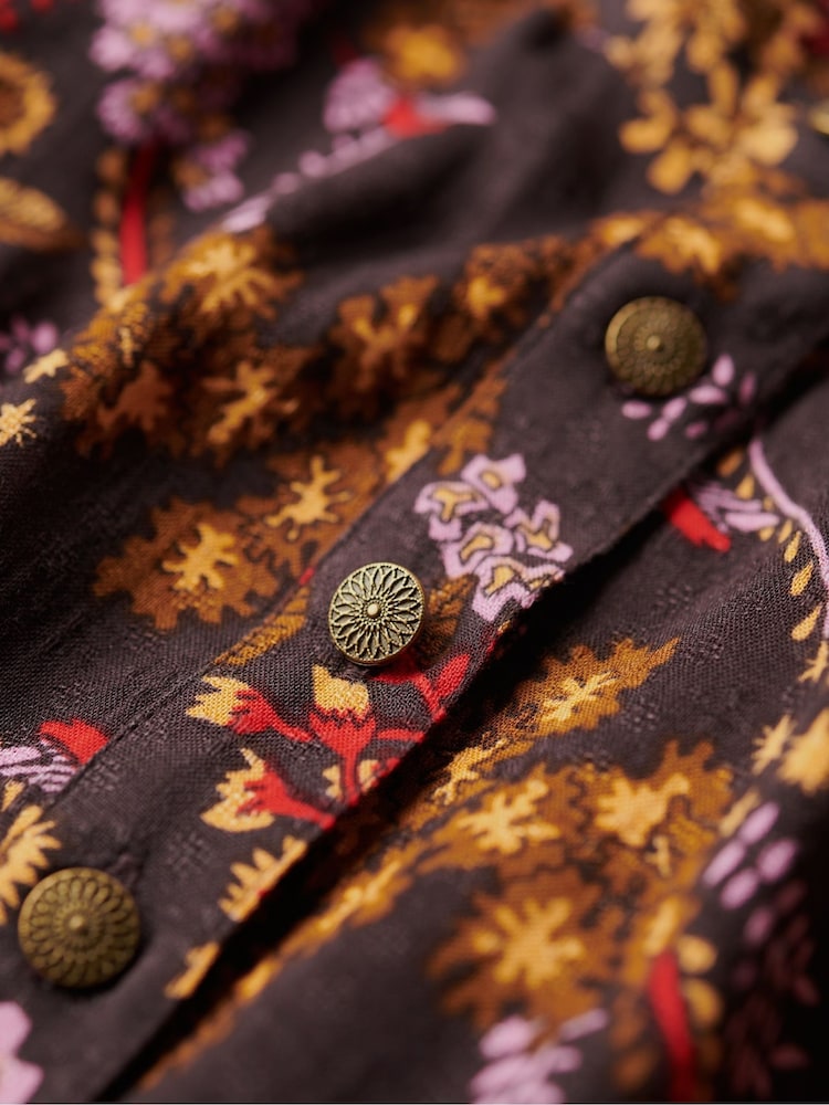 Superdry Brown Printed Tiered Midi Dress - Image 6 of 6