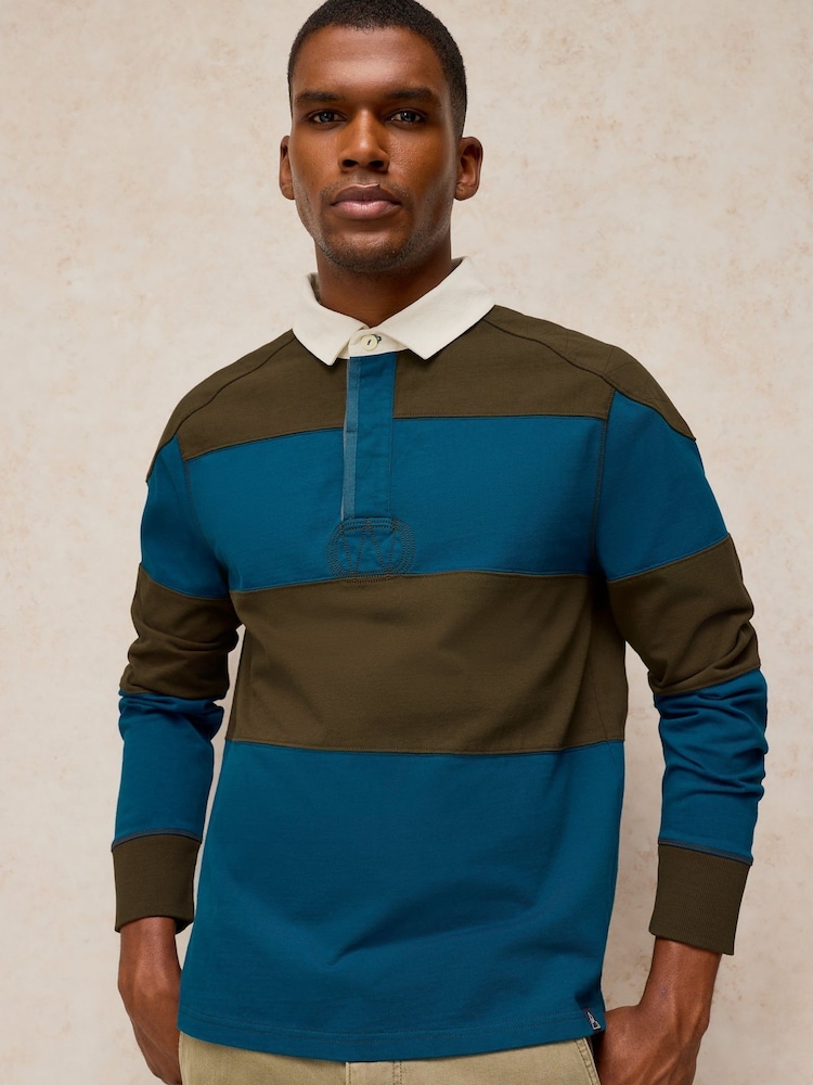 White Stuff Teal Green Cooper Cut & Sew Rugby Sweat Top - Image 1 of 7