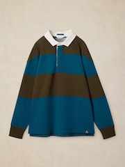 White Stuff Teal Green Cooper Cut & Sew Rugby Sweat Top - Image 6 of 7