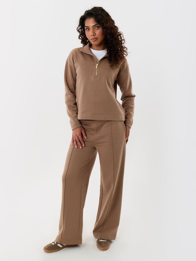 Threadbare Brown Funnel Neck Sweat Top and Joggers Set - Image 1 of 5 Threadbare Brown Funnel Neck Sweat Top and Joggers Set - Image 1 of 5