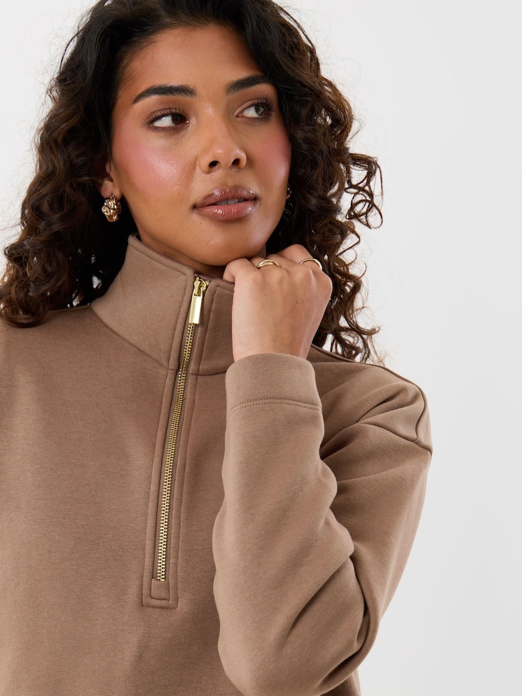 Threadbare Brown Funnel Neck Sweat Top and Joggers Set - Image 5 of 5 Threadbare Brown Funnel Neck Sweat Top and Joggers Set - Image 5 of 5
