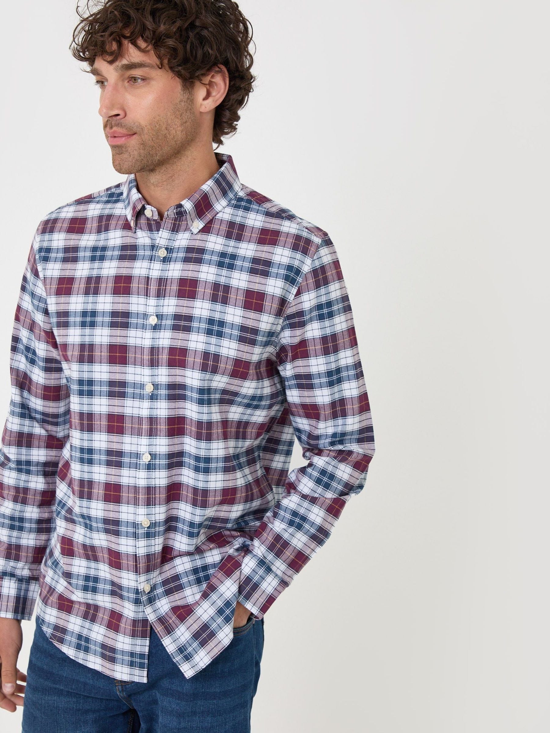 Threadbare Men's Red Regular Fit Cotton Oxford Shirt - Image 1