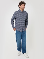 Blau - Threadbare Regular Fit Cotton Oxford Shirt - Bild 3 von 4