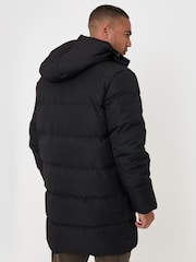 Threadbare Black Showerproof Hooded Puffer Coat with Adjustable Waist - Image 3 of 5