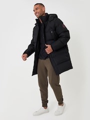 Threadbare Black Showerproof Hooded Puffer Coat with Adjustable Waist - Image 5 of 5