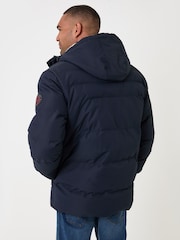 Bleu - Threadbare Doudoune à capuche déperlante, doublée en borg. - Image 3 sur 5