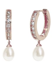 Ivory & Co Rose Gold Canterbury Crystal And Pearl Hoop Earrings - Image 1 of 5