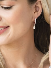 Ivory & Co Rose Gold Canterbury Crystal And Pearl Hoop Earrings - Image 4 of 5