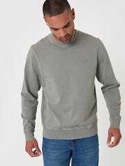 Threadbare Green Garment Dyed Crew Neck Sweatshirt - Image 1 of 4