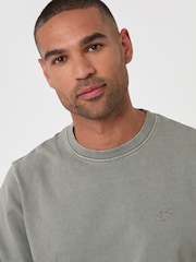 Threadbare Green Garment Dyed Crew Neck Sweatshirt - Image 3 of 4