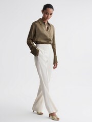 Reiss Gold Imogen Leather Woven Heeled Mules - Image 2 of 5