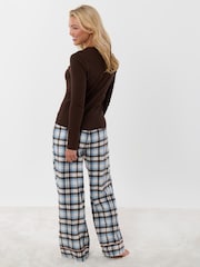 Threadbare Brown Petite Cotton Long Pyjamas Set - Image 2 of 5