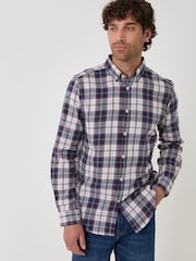 Threadbare Blue/White Brushed Cotton Flannel Shirt - Image 1 of 4
