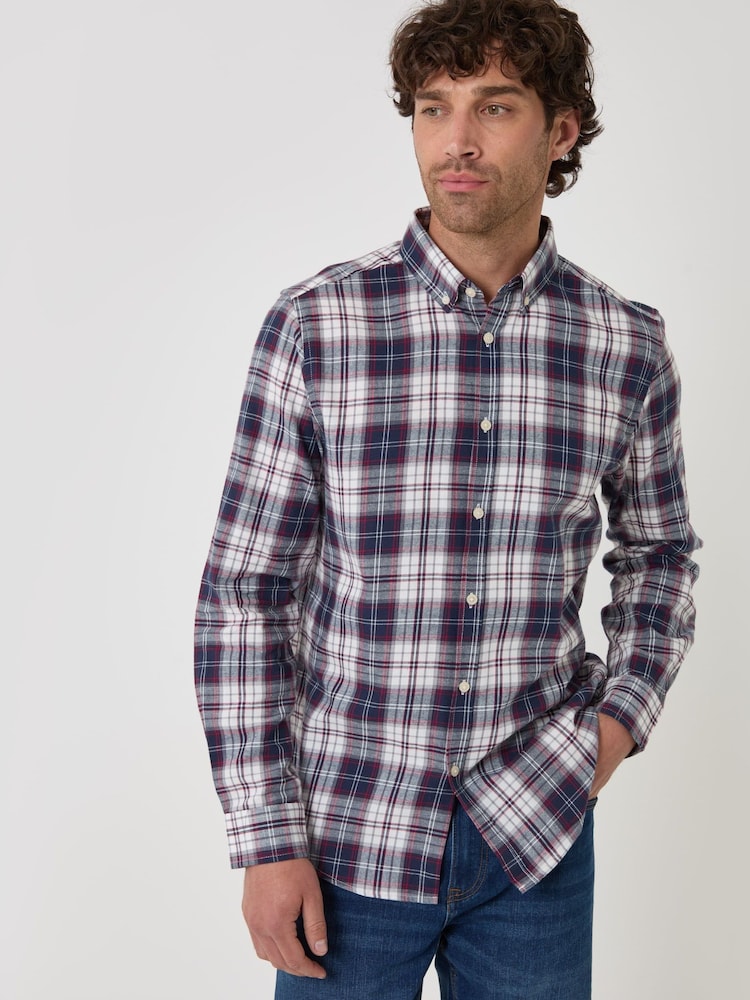 Threadbare Blue/White Brushed Cotton Flannel Shirt - Image 1 of 4 Threadbare Blue/White Brushed Cotton Flannel Shirt - Image 1 of 4