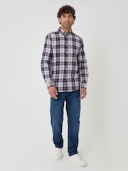Threadbare Blue/White Brushed Cotton Flannel Shirt - Image 3 of 4