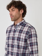 Threadbare Blue/White Brushed Cotton Flannel Shirt - Image 4 of 4