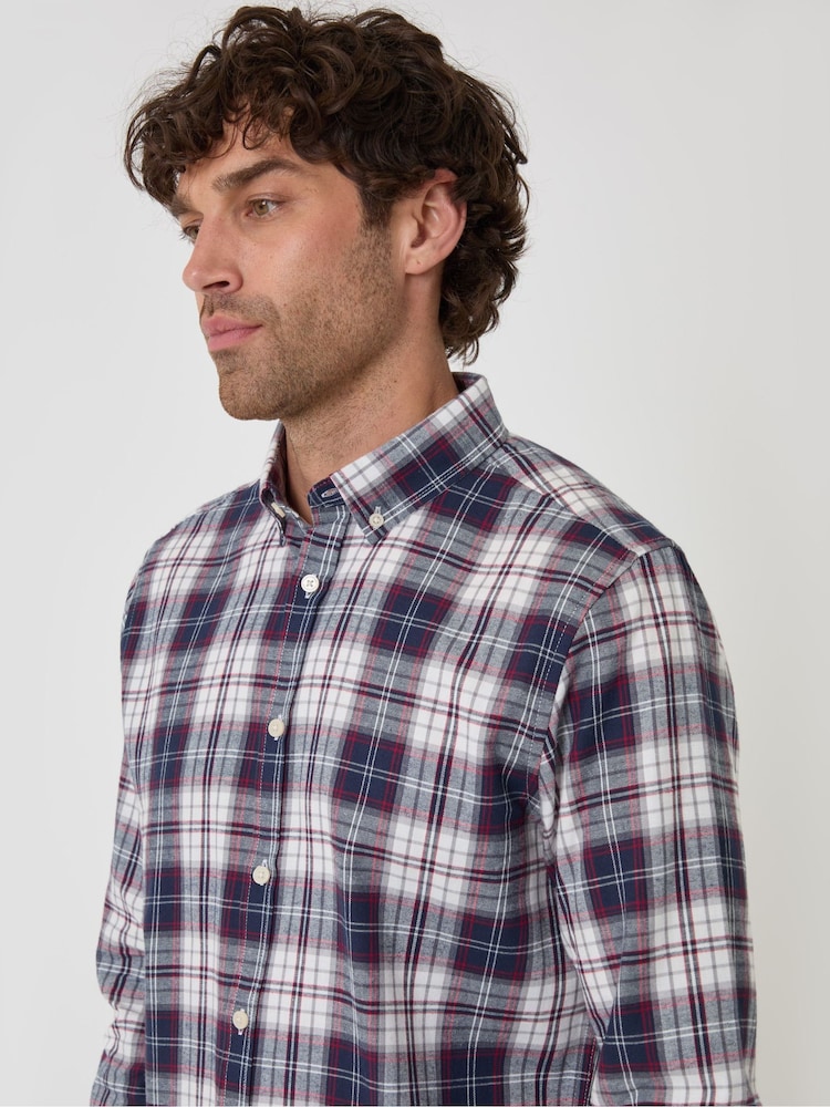 Threadbare Blue/White Brushed Cotton Flannel Shirt - Image 4 of 4 Threadbare Blue/White Brushed Cotton Flannel Shirt - Image 4 of 4