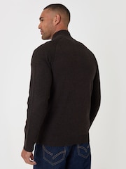 Threadbare Brown Knitted Zip Up Funnel Neck Cardigan - Image 3 of 5