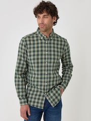 Threadbare Green Brushed Cotton Flannel Shirt - Image 1 of 4
