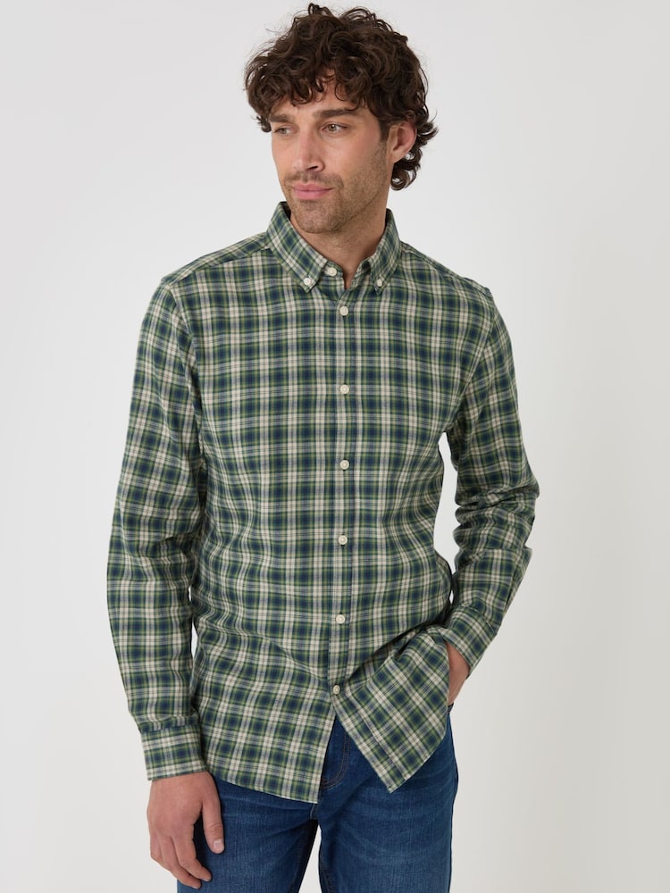 Threadbare Green Brushed Cotton Flannel Shirt - Image 1 of 4 Threadbare Green Brushed Cotton Flannel Shirt - Image 1 of 4