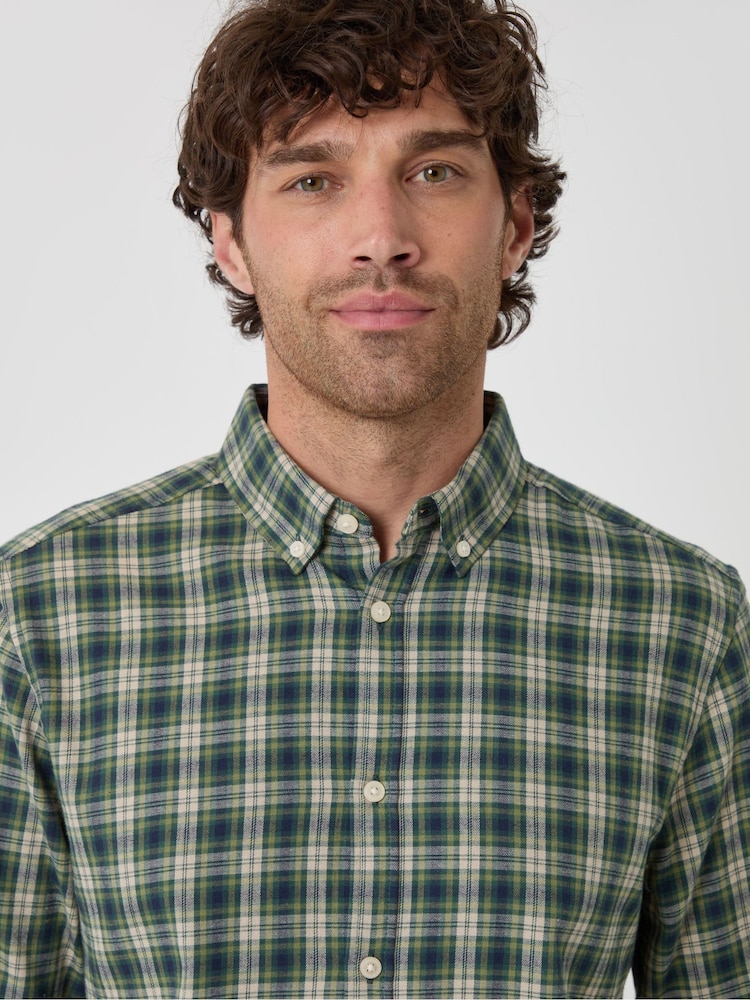 Threadbare Green Brushed Cotton Flannel Shirt - Image 4 of 4 Threadbare Green Brushed Cotton Flannel Shirt - Image 4 of 4