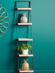 Pacific Natural Wood Veneer And Black Metal 5 Shelf Unit - Image 1 of 4